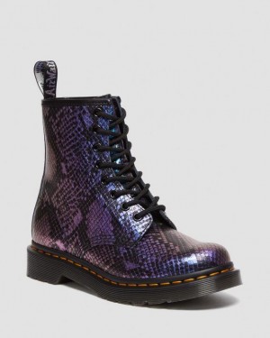 Women's Dr Martens 1460 Snake Print Emboss Leather Lace Up Boots Black / Multicolor | NZ_Dr70601