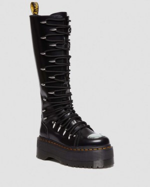Women's Dr Martens 1B60 Max Lace Up Knee High Platform Boots Black | NZ_Dr94953